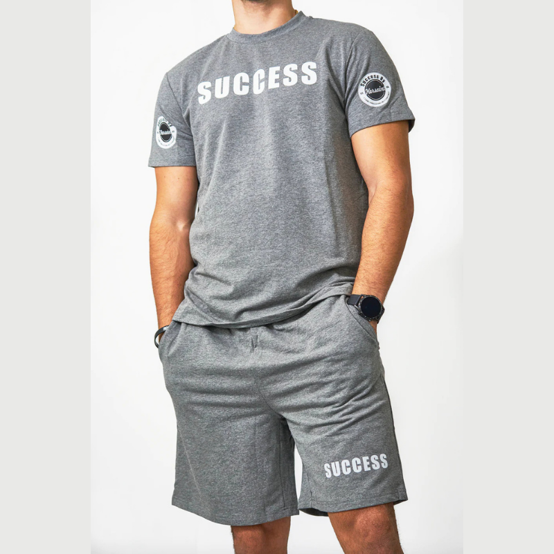 Gray Success Short Set TShirt